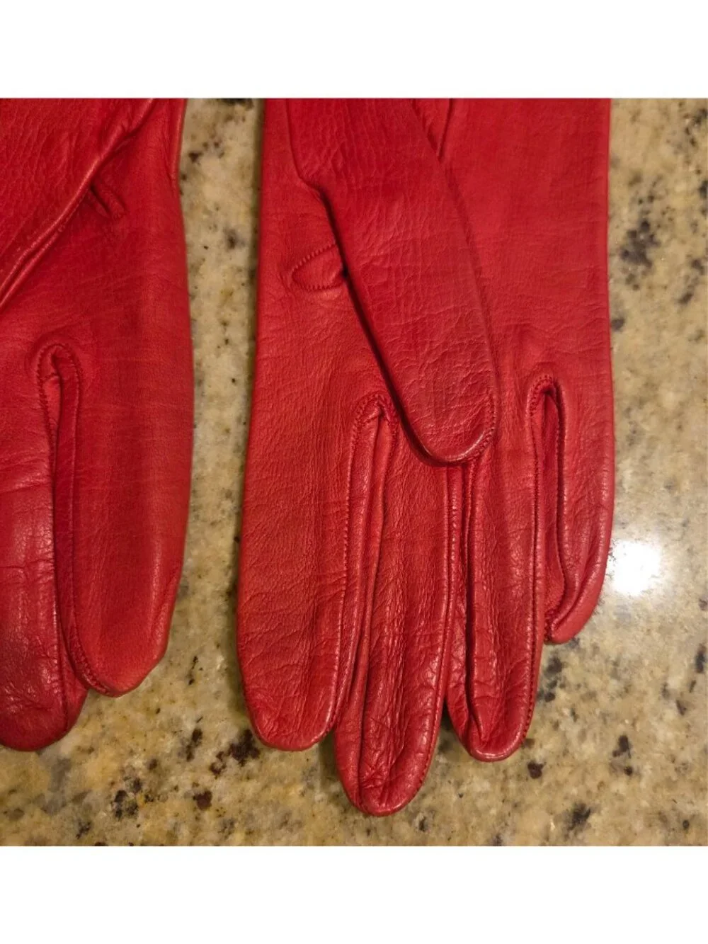 Vintage Womens Size M Red Soft Leather Formal Gloves Eyelet Wrist Italy